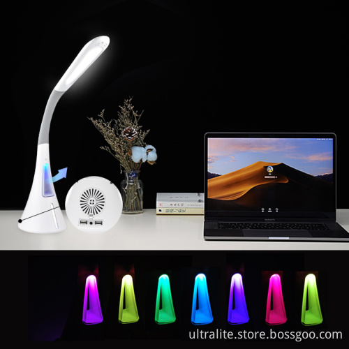 Dimmable 5 Levels Touch Switch Light Led Table Lamp With Bladeless Fan And Rgb Feature